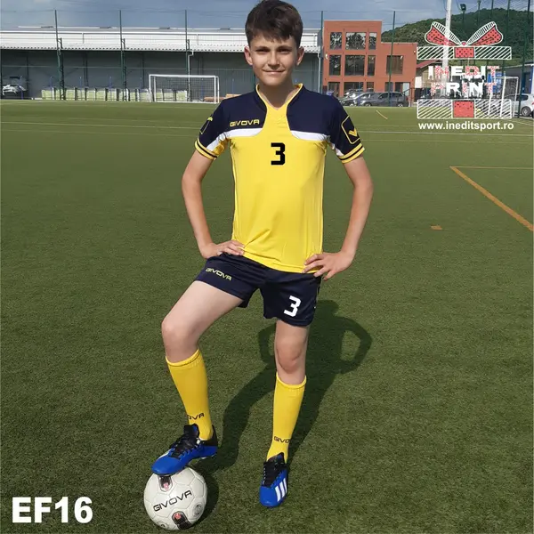 Echipament fotbal copii si adulti KIT AMERICA EF16 L, Tricou galben, șort negru