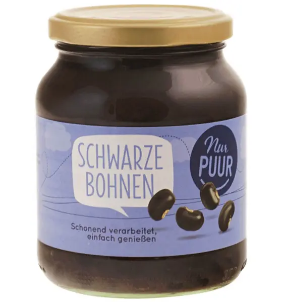 ECO/BIO Fasole neagra fiarta, in borcan 350gr