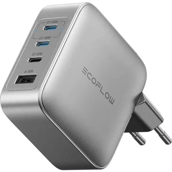 ECOFLOW Incarcator de retea EcoFlow RAPID Pro 140W, 3x USB-C, 1x USB-A, GaN, Gri