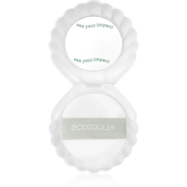 EcoTools Sea Gems Pearl Puff + Case oglinda cosmetica cu puf pentru pudră 1 buc