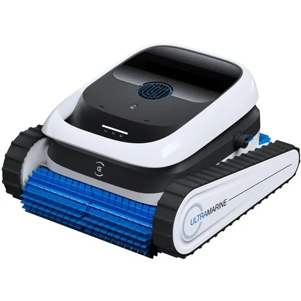 Ecovacs Robot curatare piscina Ecovacs Ultramarine P1, putere aspiratie 18m/h (4800 GPH), curatare fara fir a podelei, peretilor si liniei de plutire, autonomie a bateriei de 180 de minute, Alb-Negru