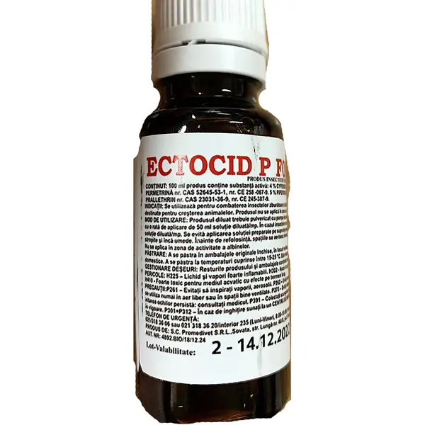 Ectocid P Forte 20 ml insecticid de contact Promedivet, insecte zburatoare si taratoare (dezinsectia cladirilor) - Default Title