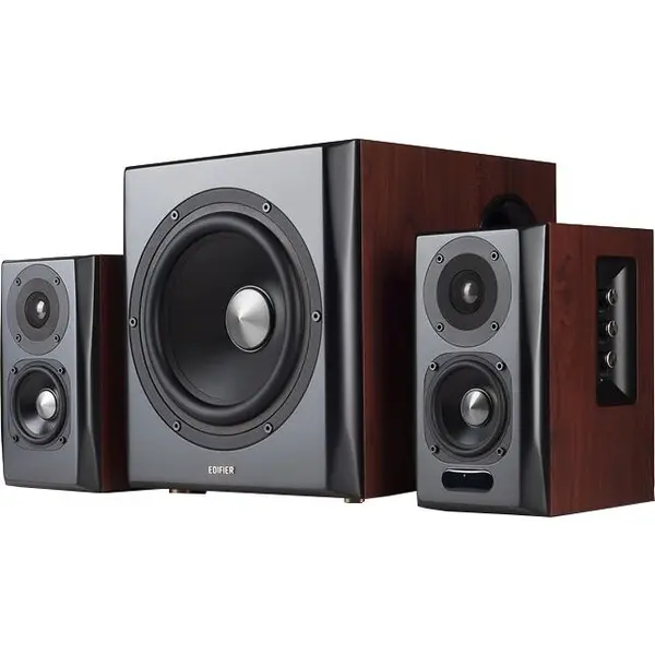 edifier BOXE EDIFIER 2.1, RMS: 150W (2 x 25W, 2 x 15W, 1 x 70W), Bluetooth , Telecomanda , Wireless, Volum, Bass, Treble, Optical, Brown, S350DB