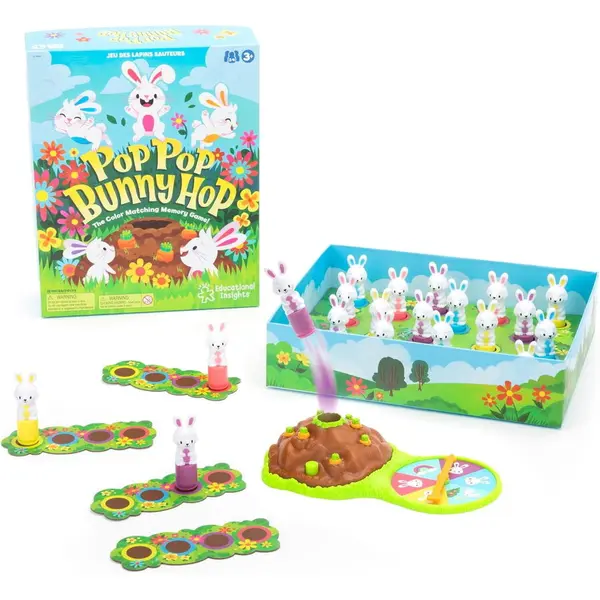 Educational Insights Joc de memorie Educational Insights, Pop Pop Bunny Hop, 21.5 x 26.6 x 6.3 cm, 3 ani+