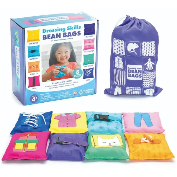Educational Insights Joc educativ Educational Insights Joc tactil cu saculeti senzoriali - Invat sa ma imbrac, Shapes Bean Bags, 8 saculeti, Varsta 4+ ani
