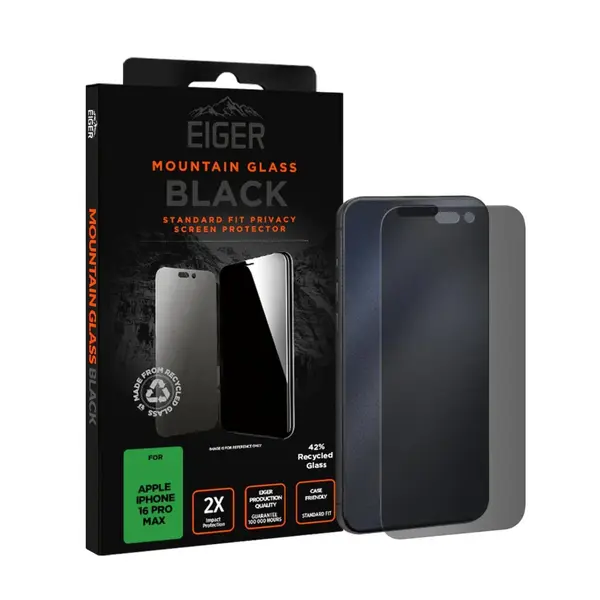 Eiger Folie Sticla Mountain Glass Privacy iPhone 16 Pro Max Negru