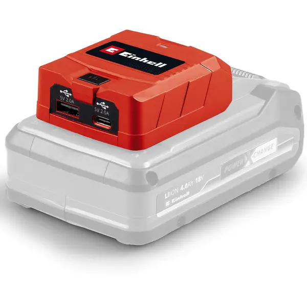 Einhell Adaptor pentru acumulator USB Einhell TC-CP 18 Li USB A/C-Solo Power X-Change, 18 V, 1x conexiune USB-A, 1x conexiune USB-C, fara acumulator si incarcator