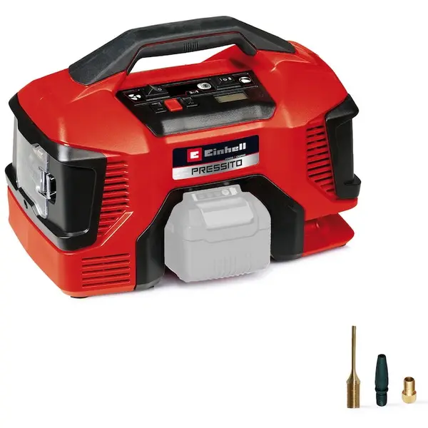 Einhell Compresor aer pe acumulator Einhell Power X-Change Pressito 18/21, 18 V, 10.5 bar presiune maxima, 21 l/min capacitate absorbtie, 71 cm furtun, fara acumulator/incarcator