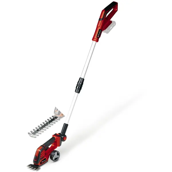 Einhell Foarfeca electrica pe acumulator pentru tuns gard viu Einhell GE-CG 18/100 Li T-Solo, 18 V, Tehnologia PXC, 200 mm latime taiere cutit arbusti, 100 mm latime taiere cutit iarba, fara acumulator-incarcator, Rosu-Negru