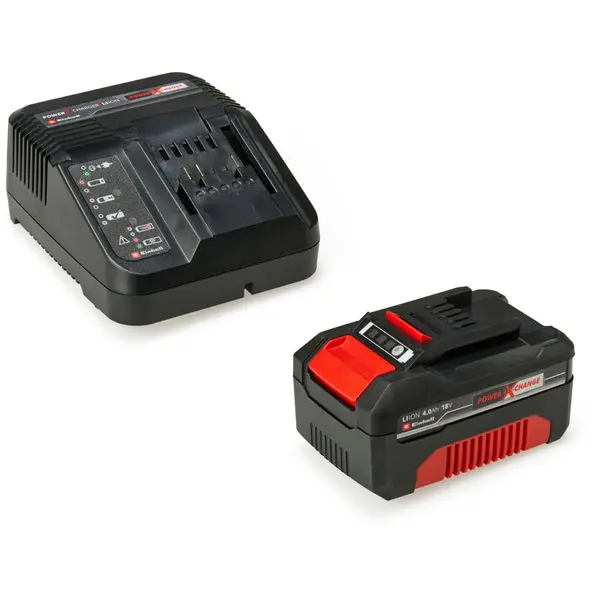 Einhell Kit acumulator si incarcator Einhell PXC 4512042, 18 V, 4.0 Ah, putere maxima 900 W, Negru-Rosu