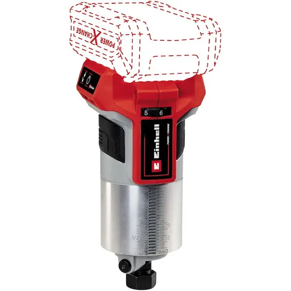 Einhell Masina de frezat pe acumulator Einhell Professional Power X-Change TP-RO 18 Li BL-Solo, 18 V, Li-Ion, inaltime de ridicare 35 mm, motor fara perii, ghidaj de taiere, fara acumulator/incarcator
