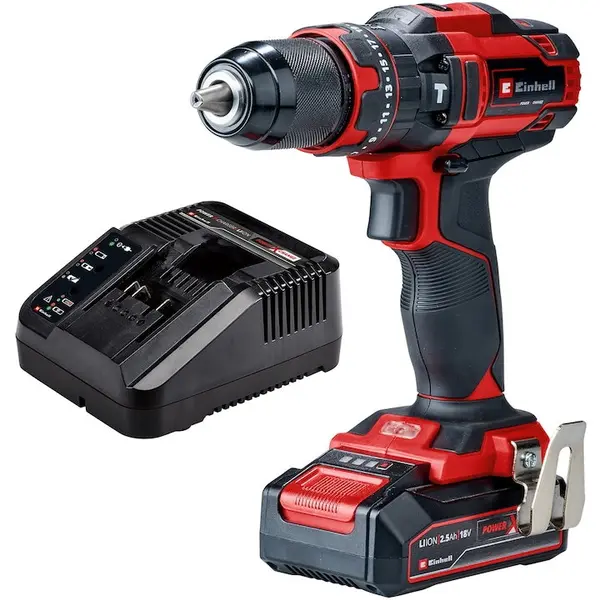 Einhell Masina de gaurit (bormasina) Einhell Power X-Change , TE-CD 18/44 Li-I Kit, 18 V, 44 Nm, 1500 rpm, mandrina 13 mm, acumulator 18 V 2.5 Ah Einhell Power-X-Change si incarcator