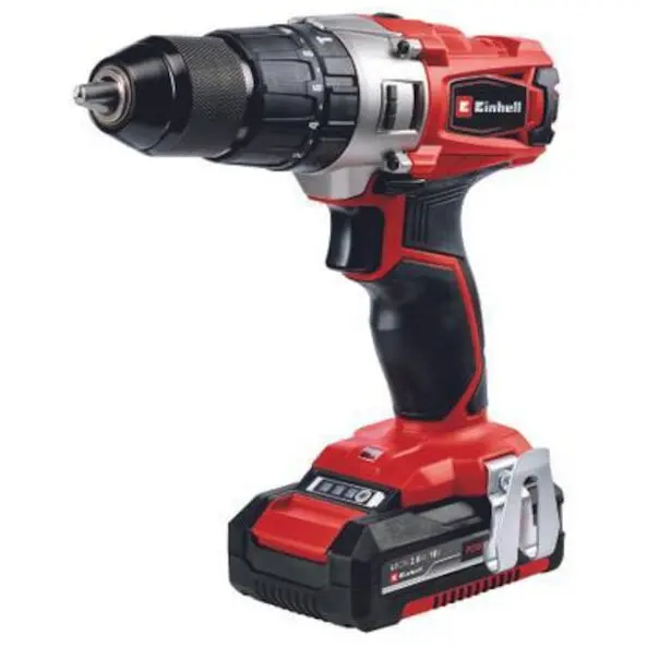 Einhell Masina de gaurit si insurubat (bormasina) cu percutie pe acumulator Einhell Power X-Change TE-CD 18/2 Li-i +64, 18 V, 44 Nm, 2 trepte de viteza, 2 acumulatori de 2 Ah, incarcator, geanta, set de accesorii 64 de piese