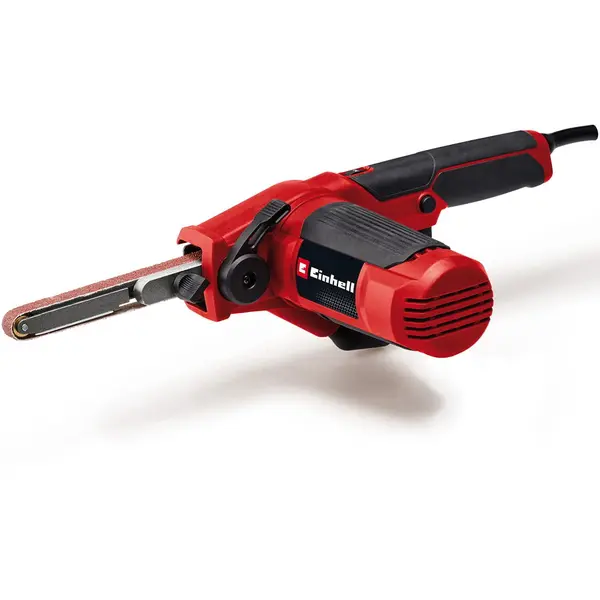Einhell Slefuitor cu banda Einhell TC-BF 500 E, 500 wati, viteza de pana la 1.700 m/min, aspirare integrata a prafului, sistem electronic de viteza, inclus 6x benzi de slefuit, Negru-Rosu