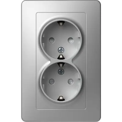 Ekonomik Priza SCHUKO 2P 16A ST IP20 Argint, TEM Modul TEM-VE16ESKS-B