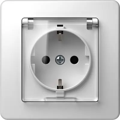 Ekonomik Priza SCHUKO cu cap. 1P 16A ST IP20 Alb, TEM Modul TEM-VE11PT-B