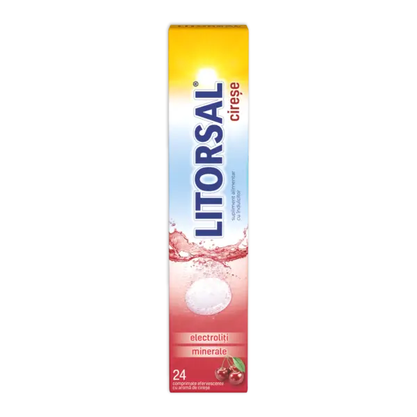 Electroliti cu aroma de cirese Litorsal, 24 comprimate efervescente, Zdrovit