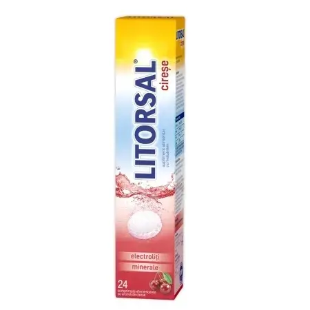 Electroliti cu aroma de cirese Litorsal, 24 comprimate efervescente – Zdrovit