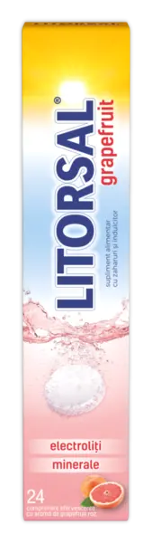 Electroliti cu aroma de grapefruit Litorsal, 24 comprimate efervescente, Zdrovit