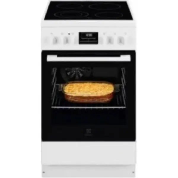 Electrolux Aragaz electric Electrolux LKR540266W, plita vitroceramica 4 zone de gatit, cuptor electric, 57 L, latime 60 cm, Alb