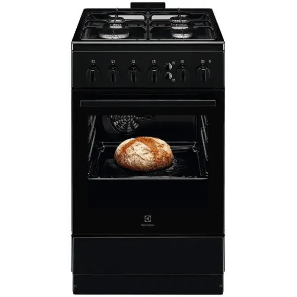 Electrolux Aragaz Electrolux LKG504022K, Gaz, 4 arzatoare, Aprindere integrata plita si cuptor, Siguranta plita si cuptor, Autocuratare catalitica, Grill electric, 50 cm, clasa energetica A, Negru
