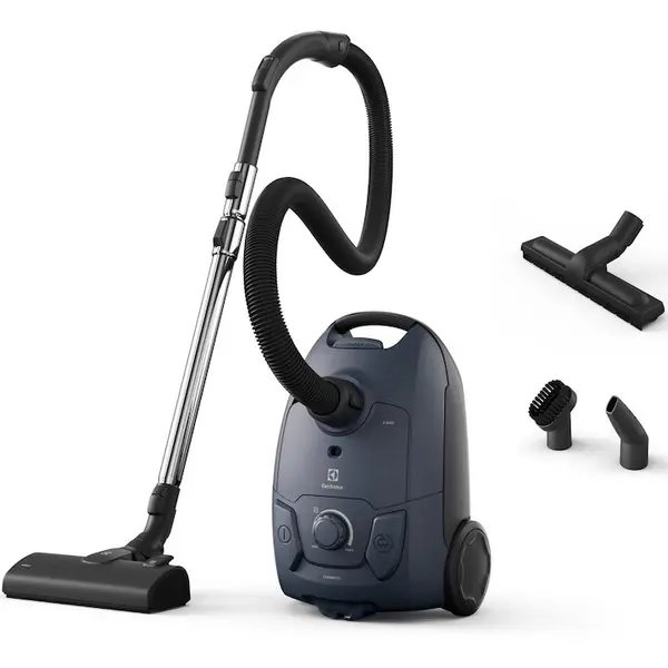 Electrolux Aspirator cu sac Electrolux Seria 500 EB51C2DB, 750W, perie premium AllFloor, perie Parketto, 37% plastic reciclat, filtru HEPA lavabil, tub telescopic cu sistem de fixare, raza de actiune 8,5 m, accesorii 2in1 in bord, albastru denim
