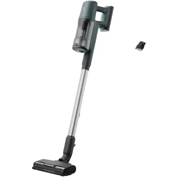 Electrolux Aspirator vertical Electrolux Seria 600 EP61CB21OG, 21.6V, 2500 mAh, recipient praf 0.5l, tub inox, perie PowerPro multisuprafete cu LED, suport de perete, tehnologie ciclonica, duza praf, 79 dB, autonomie max 50 minute, verde oceanic