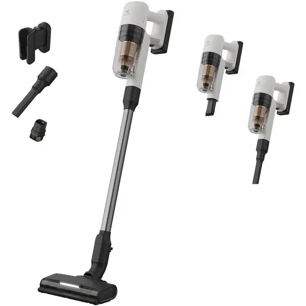 Electrolux Aspirator vertical Electrolux Seria 700 EP72UB21SW, autonomie max 50 min, motor BLDC, tehnologie filtrare multi-ciclonica, perie multi-suprafete PowerPro cu lumina LED, Alb scoica
