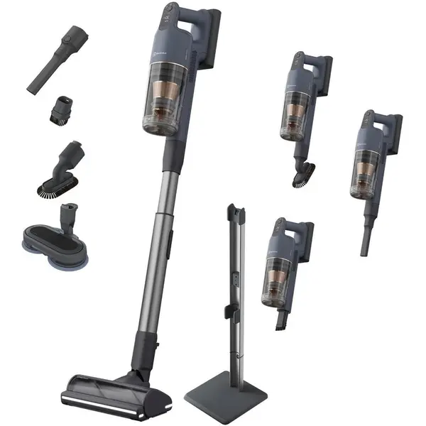 Electrolux Aspirator vertical Electrolux Seria 900 EP91B21WET, autonomie max 90 min, baterie 4,4 Ah, filtrare multi-ciclonica, stand incarcare, perie AllFloor Power cu motor si lumina LED 360, accesorii suprafete delicate si spatii inguste, Albastru