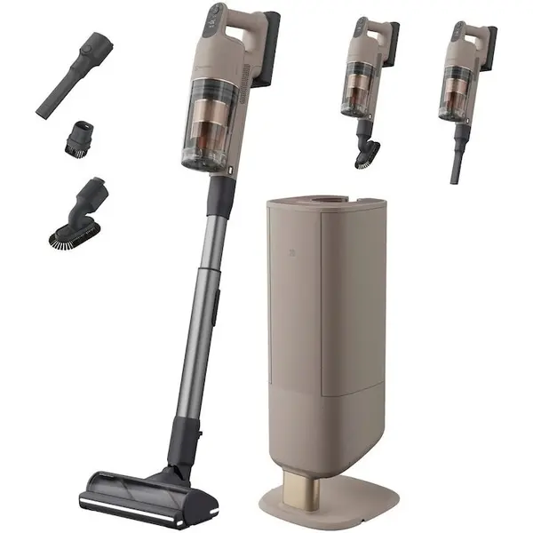 Electrolux Aspirator vertical Electrolux Seria 900 EP91UB21ES cu statie golire, autonomie 90 min, baterie 4.4 Ah, tehnologie filtrare multi-ciclonica, perie AllFloor Power cu motor si lumina LED 360, accesorii suprafete delicate si spatii inguste, maro d