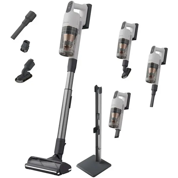 Electrolux Aspirator vertical Electrolux Seria 900 EP91UB21SW, autonomie max 90 min, baterie 4,4 Ah, motor BLDC, tehnologie filtrare multi-ciclonica, stand incarcare si depozitare, perie AllFloor Power cu motor si lumina LED 360, Alb scoica