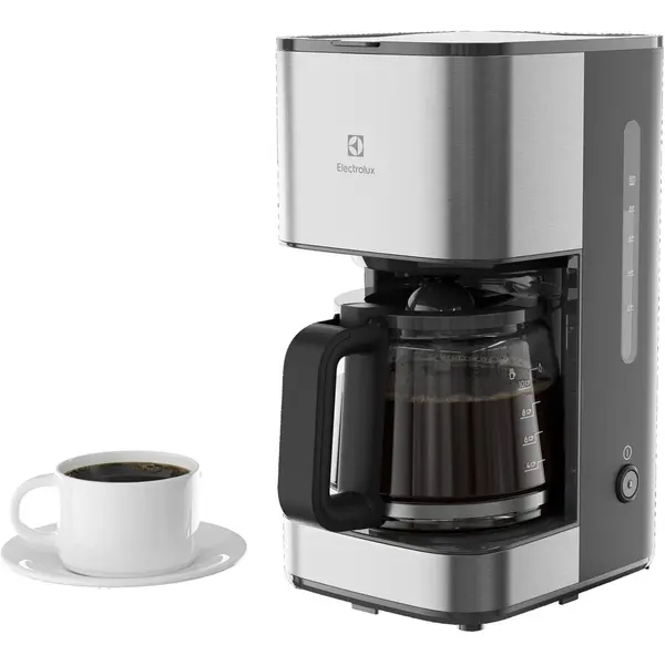 Electrolux Cafetiera Electrolux Create 3 E3CM1-3ST, 1080 W, 1,25l, cana din sticla borosilicata, filtru marimea 4, Inox - plastic negru