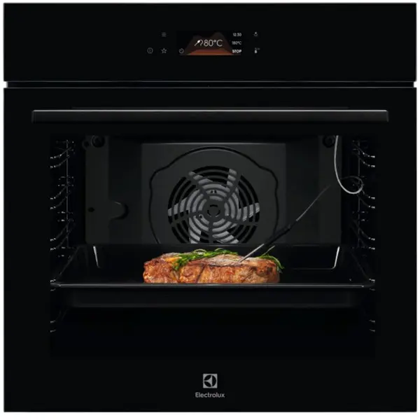 Electrolux Cuptor incorporabil Electrolux LOD8P39Z, 72 l, SteamBake-gatire cu abur, 169 de programe predefinite, Afisaj digital, Autocuratare pirolitica - 3 moduri, Grill, Senzor gatire, Convectie, Clasa energetica A+, Sticla neagra