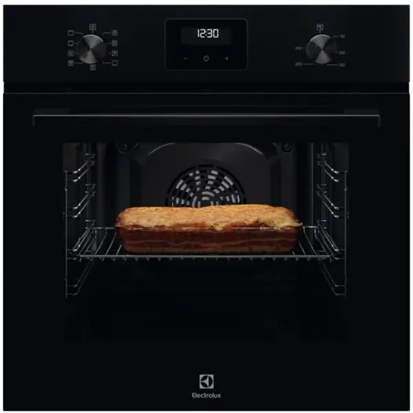 Electrolux Cuptor incorporabil Electrolux LOF3H10BK, Electric, 65 l, Grill, Ghidaj telescopic pe 1 nivel, Timer cu display electronic, Clasa A, Negru