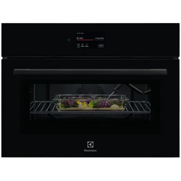 Electrolux Cuptor incorporabil Electrolux, LVL9E2XZ, Electric, 44 l, Functie microunda, Putere microunde 1000 W, TFT Activ, Conectivitate WI-FI, 90 de programe predefinite, Usa cu 3 straturi de geam, Grill, Senzor gatire, 2 tava emailate+1 gratar, Sticla