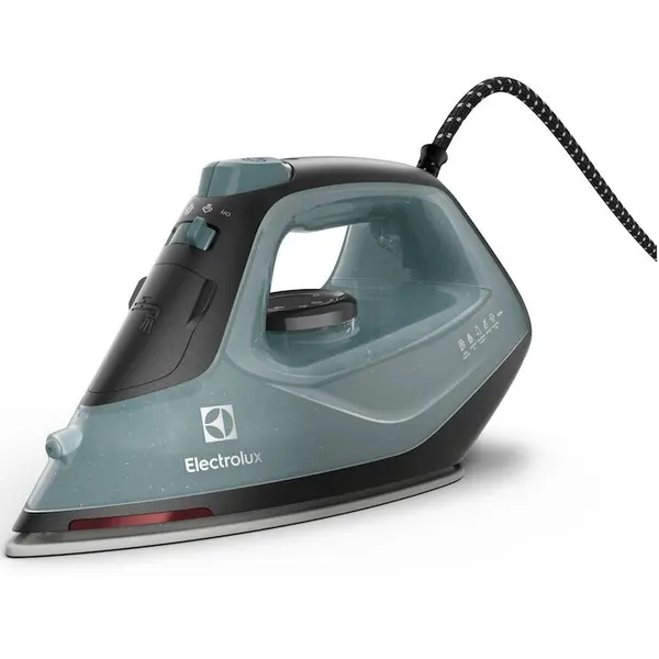 Electrolux Fier de calcat Electrolux Easyline, 2400 W, jet abur 110 g, abur variabil 0-26 g/min, rervor apa 250ml, talpa ceramica, functie de autocuratare, led indicator caldura reziduala, verde oceanic/gri