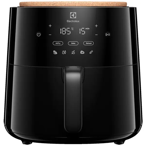 Electrolux Friteuza cu aer cald Electrolux 700 XL EAF5B, 1500 W, capacitate 5L, 1,4 kg cartofi prajiti, display digital, 3 moduri gatire, 5 programe automate, timer 99 min, avertizare acustica pentru amestecare ingrediente, Negru