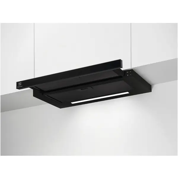 Electrolux Hota telescopica incorporabila Electrolux LFP626AK, Putere de absorbtie 600 mc/h, 3 viteze, 60 cm, Sticla Neagra