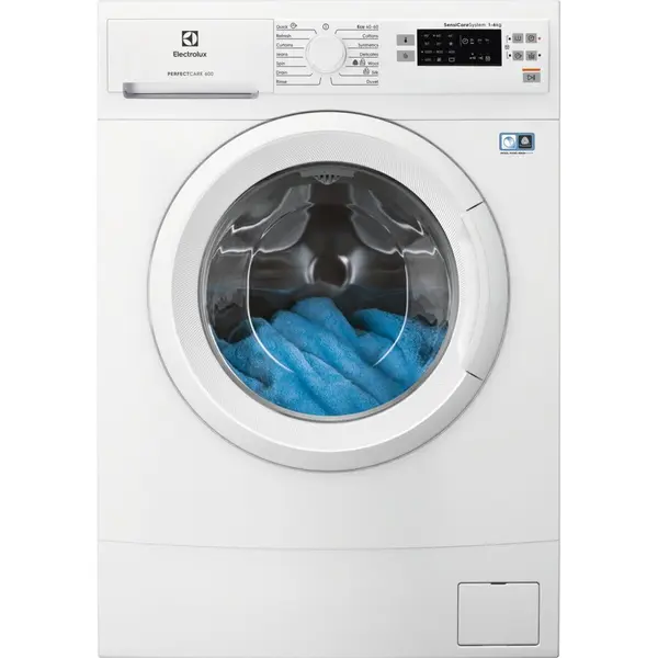 Electrolux Masina de spalat rufe slim Electrolux EW6SN506W, 6 kg, 1000 rpm, Clasa D, Afisaj LED, Sensicare, Alb