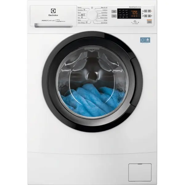 Electrolux Masina de spalat rufe slim Electrolux EWS6526BE PerfectCare 600, 6 kg, 1200 rpm, Clasa A, motor Inverter, SensiCare, Rapid 14 min, Antialergic cu abur, Adancime totala 41.1 cm, Alb,