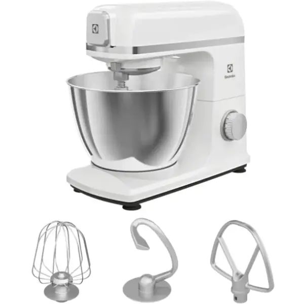 Electrolux Mixer cu bol Electrolux E5KM1-4SWB, 1200W, 6 trepte de viteza, functie Pulse, corp metalic, bol inox 5l, alb