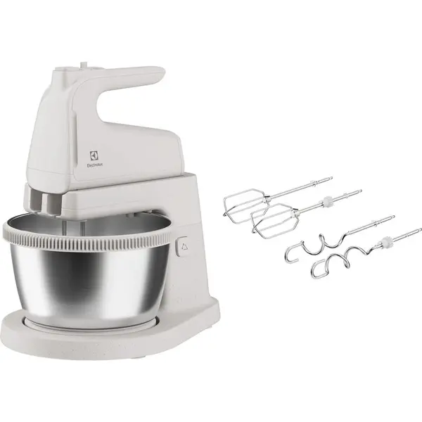 Electrolux Mixer cu bol Electrolux ESM4W, 500 W, 5 Viteze + Turbo, bol rotativ din inox, Alb