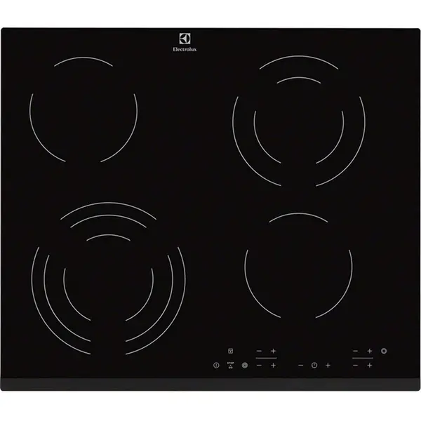 Electrolux Plita incorporabila Electrolux EHF6343FOK, Vitroceramica, 4 zone gatit, Control touch, 59 cm, Sticla Neagra