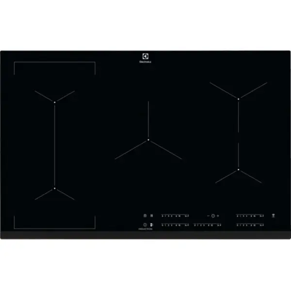 Electrolux Plita incorporabila Electrolux EIV835, Inductie, 5 zone de gatit, Hob2Hood, Bridge, PowerBoost, Control touch, 78 cm, Sticla neagra