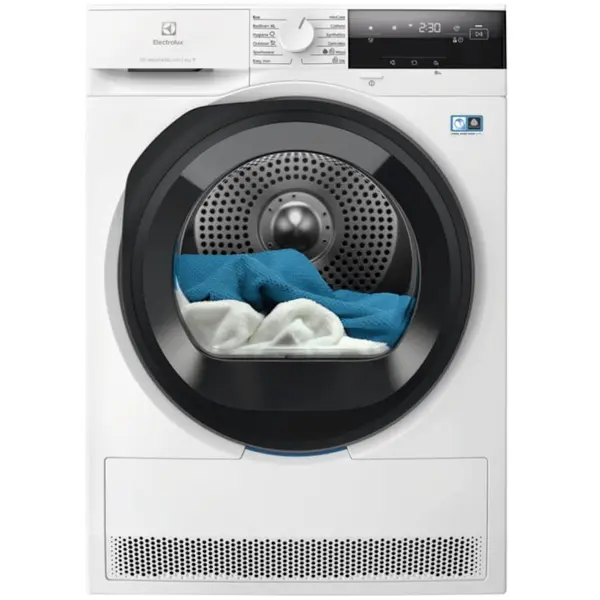 Electrolux Uscator de rufe Electrolux EW7D395UCE, Pompa de cladura, 9 kg, Clasa C, Motor Inverter, Wi-Fi, Display LED, DelicateCare, SensiCare, Iluminare interioara, Alb