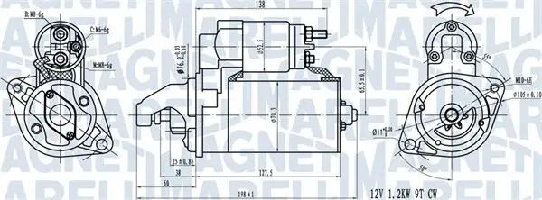 Electromotor (12V, 1,2kW) potrivit BMW 1 (E81), 1 (E82), 1 (E87), 1 (E88), 3 (E90), 3 (E93), 5 (E60), X3 (E83), Z4 (E85) 1.6 2.0 06.04-12.13