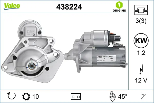 Electromotor (12V, 1,2kW) potrivit DACIA DOKKER, DOKKER EXPRESS MINIVAN, DUSTER, DUSTER SUV, LODGY, LOGAN, LOGAN EXPRESS, LOGAN II, LOGAN MCV, LOGAN MCV II, SANDERO, SANDERO II 1.5D-2.0 06.01-