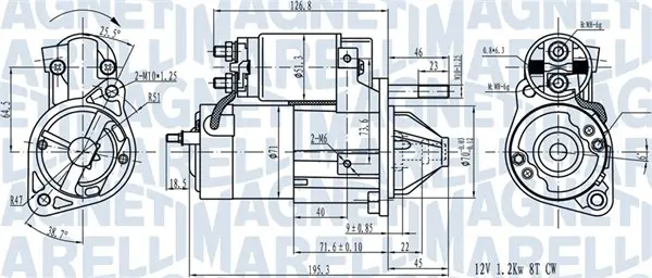 Electromotor (12V, 1,2kW) potrivit HYUNDAI COUPE II, HIGHWAY, SANTA FE I, SONATA IV, TRAJET, TUCSON, XG; KIA CARNIVAL II, MAGENTIS I, OPIRUS, SPORTAGE II 1.6-3.5 06.98-