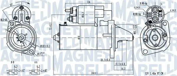 Electromotor (12V, 1,4kW) potrivit AUDI 100 C2, 100 C3, 100 C4, 200 C2, 200 C3, 80 B2, 80 B3, 80 B4, 90 B2, 90 B3, A6 C4, CABRIOLET B3, COUPE B2, COUPE B3; VW PASSAT B2 1.9-2.3 06.76-12.96