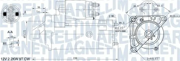 Electromotor (12V, 2,2kW) potrivit OPEL MOVANO A; RENAULT MASTER II 2.5D 2.8D 07.98-10.01